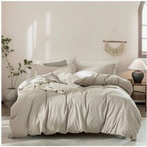 Warm Moment Super King Duvet Cover Set 100% Cotton Linen Grey 120x120 3pc